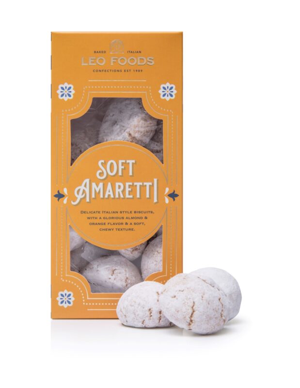 Soft Amaretti retail box with amaretti biscuits